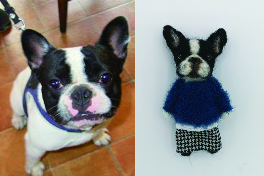 フレンチブルドッグ羊毛フェルトブローチ
