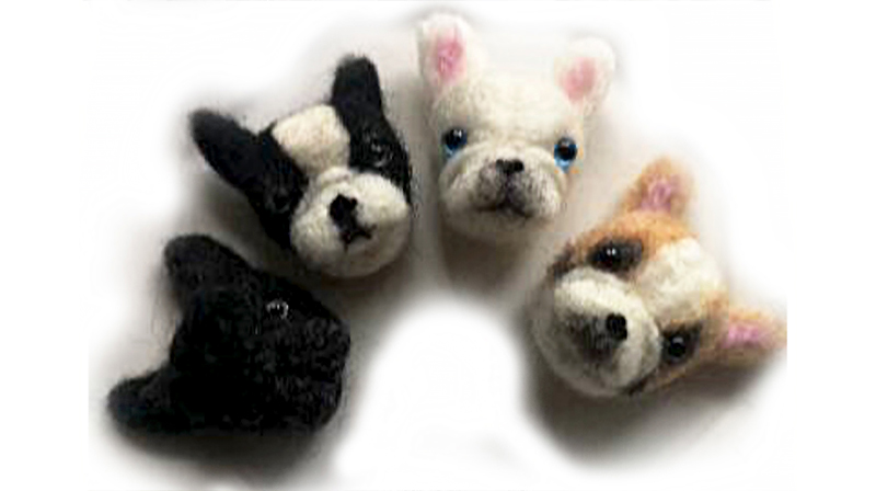 フレンチブルドッグ羊毛フェルトブローチ