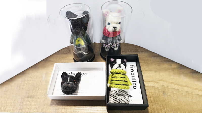 フレンチブルドッグ羊毛フェルトブローチ